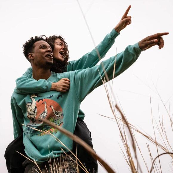 Retro style Crewneck * Sandhill Crane Vibrant Sweatshirt - Picture 2 of 5